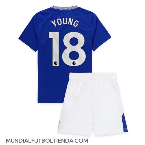 Camiseta Everton Ashley Young #18 Primera Equipación Replica 2024-25 para niños mangas cortas (+ Pantalones cortos)